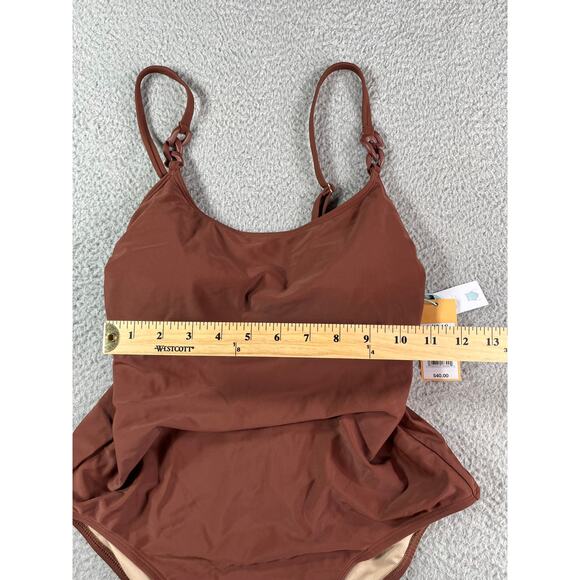 Kona Sol Swimsuit Womens Large Brown Padded Accent One Piece Medium Coverage NWT - Picture 5 of 10